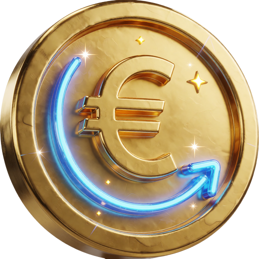 Goldenes Cashback-M&uuml;nzsymbol mit blauem R&uuml;ckgabe-Pfeil f&uuml;r t&auml;glichen Cashback im 30bet Casino