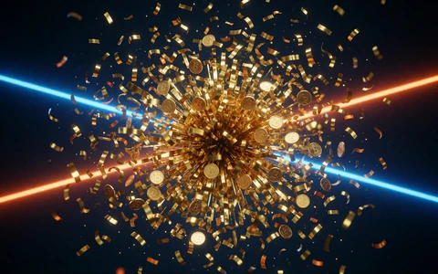 Goldener Konfetti- und M&uuml;nzregen als Mega-Win-Feier bei einem Prize Drop im 30bet Casino