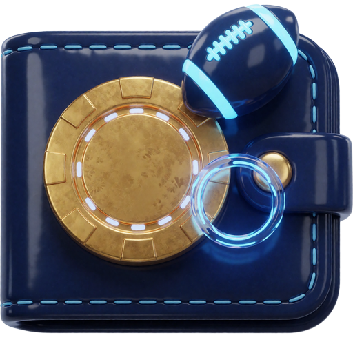 Icon einer geteilten Wallet mit goldenem Casino-Chip und Fussball - ein Konto f&uuml;r Casino und Sportwetten bei 30bet