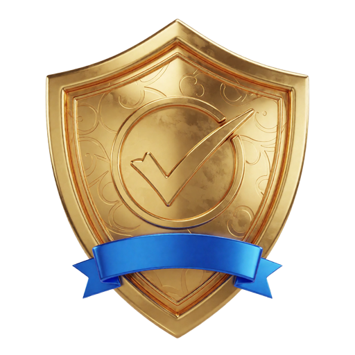 Goldener Lizenz-Schild mit H&auml;kchen als Symbol f&uuml;r die Cura&ccedil;ao-Lizenz des 30bet Casino