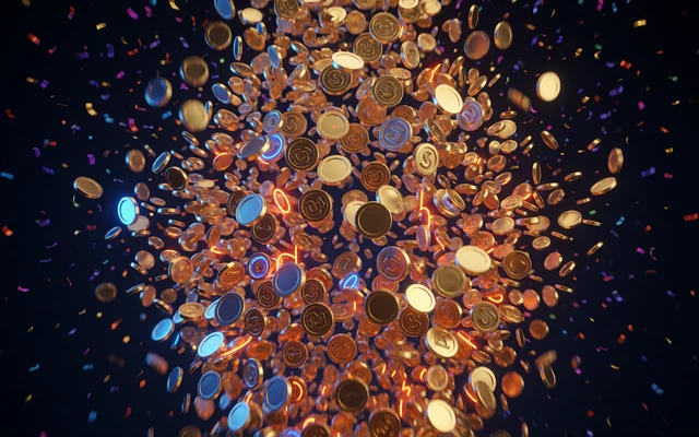 Explodierender Goldm&uuml;nzen-Regen mit Konfetti beim Prize Drop im 30bet Jackpot Casino